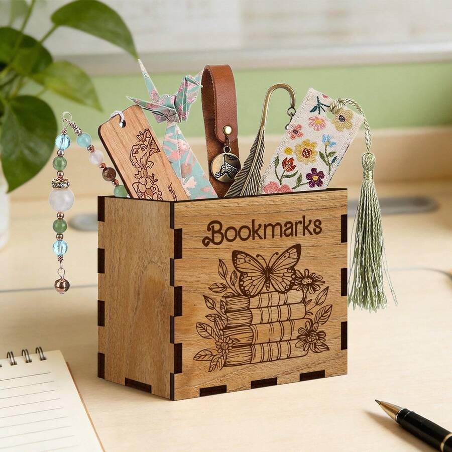 This Single Wooden Storage Box Is Designed For Bookmarks, Decorations And Ornaments. This Multi-Functional Small Organizer Is A Great Gift For Book Lovers And Also Suitable For Shopping Holidays And Home Goods Discounts - Multicolor - View 1