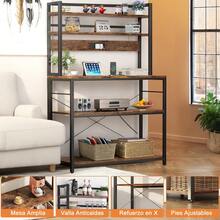 LOKOOY 5-Tier Storage Cabinet, Kitchen Shelf With Outlets And 5 Hooks, Microwave Rack, Multipurpose Cabinet For Kitchen, Living Room, Office, Cafe - 黑色 - 查看 6