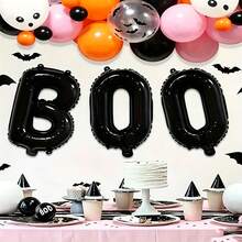 3件組 16英吋黑色「Boo」字母鋁箔氣球，適用於萬聖節派對、主題派對裝飾、遊樂園及室內/室外居家裝飾 - 查看 2