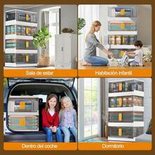 4pcs Storage Boxes, 160L Foldable Stackable Plastic Storage Box, Stackable Closet Organizers, Clear Plastic Storage Box With Lid And Door - Multicolor - View 5