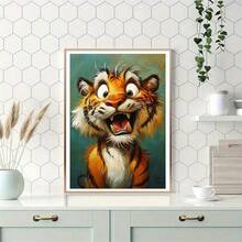 1 Stück DIY Cartoon Tiger Muster 5D Diamant Malerei Set, geeignet für erwachsene Anfänger DIY Mosaik Diamant Kunst, Vollbohrung handgefertigte Enthusiasten Selbstdesign DIY Diamant Malerei, anwendbar für Wohnzimmer, Schlafzimmer, Büro Wanddekoration Hängendes Gemälde, Überraschungs Feiertags Heimdekoration Geschenk für Familie und Freunde, Rahmenlos [30*40cm/11.8*15.7in][40*50cm/15.7/19.7in] - Kein Rahmen - Übersicht 5