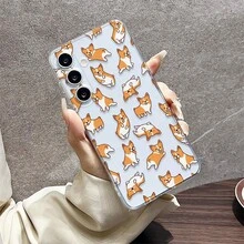Phone Case: Cute Full Screen Clear Protective Case With Corgi Design, Drop-Proof And Shock-Absorbing, Compatible With A03S, A04, A12, A13, A15, A21S, A24, A25, A32, A33, A34, A35, A50, A51, A52, A53, A54, A55, A71, S20/FE, S21/FE/PLUS/ULTRA. - 彩色 - 查看 1