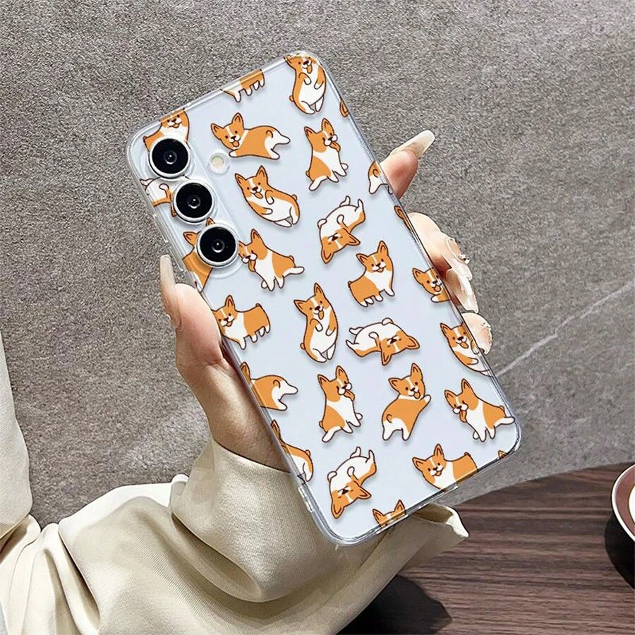 Phone Case: Cute Full Screen Clear Protective Case With Corgi Design, Drop-Proof And Shock-Absorbing, Compatible With A03S, A04, A12, A13, A15, A21S, A24, A25, A32, A33, A34, A35, A50, A51, A52, A53, A54, A55, A71, S20/FE, S21/FE/PLUS/ULTRA. - 彩色 - 查看 1
