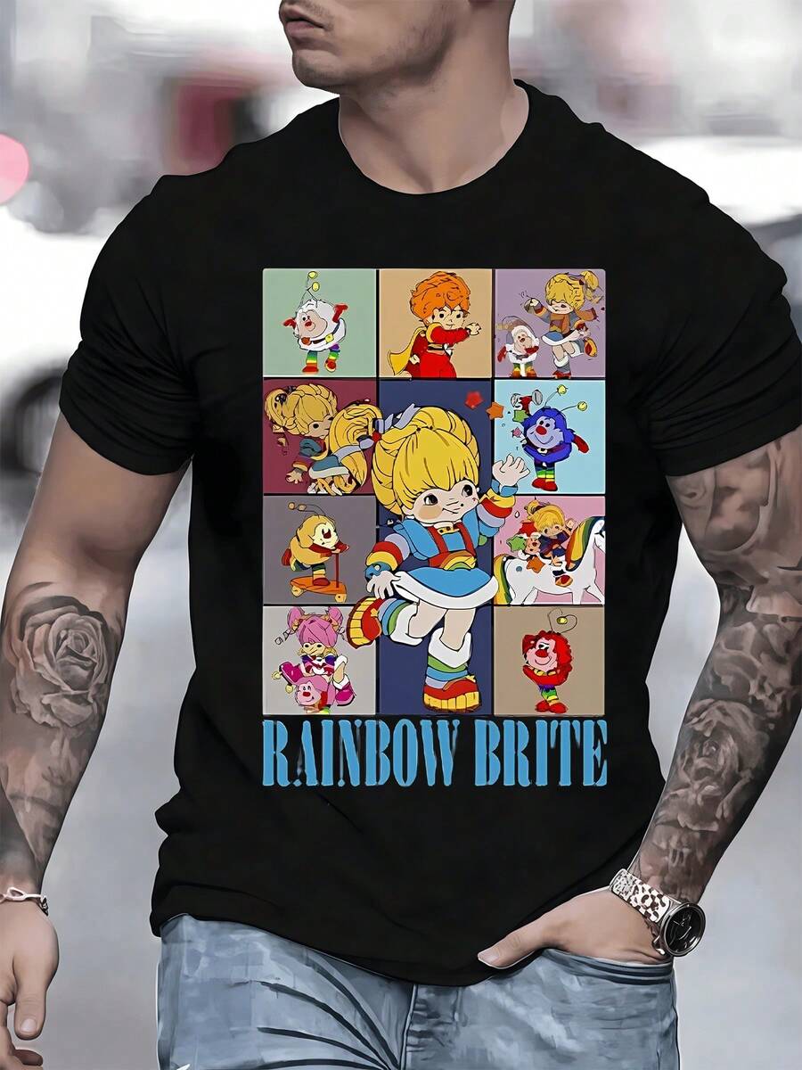 Personajes legendarios de dibujos animados que traen alegría luz y colores vibrantes a tu vida cotidiana en esta suave camiseta de hombre - Negro - Ver 1
