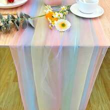 1 Roll Rainbow Gradient Tulle Fabric - 1/2/3 Meters, Soft Gradient Design, Suitable For Birthday Party Backdrop, Table Decor, Gift Wrapping And DIY Crafts, Machine Washable, Soft Texture. - Rainbow - View 6