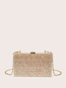 Small Acrylic Bag With Striped Patches - Rose Gold - View 1