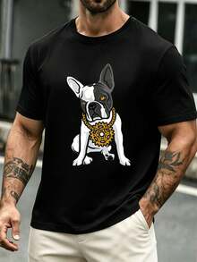 Men's French Bulldog Graphic T-Shirt, Quality Fabric, High Impact Print, Casual, Breathable. - Black - View 2