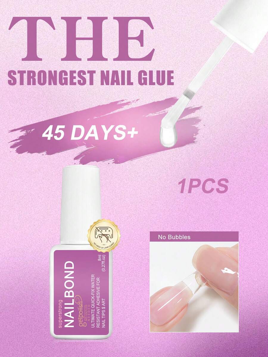GELPOLISH 超強力美甲膠，適用於壓克力指甲、美甲片、穿戴式假指甲，沙龍級刷塗式美甲膠，易塗抹、耐用且持久