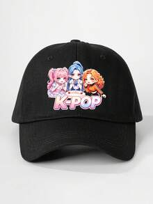 1件裝 K-POP 印花捲髮女孩棒球帽，戶外復古水洗可調節防曬休閒帽，適合春夏秋季旅行、海灘度假 - 棒球帽 - 查看 14
