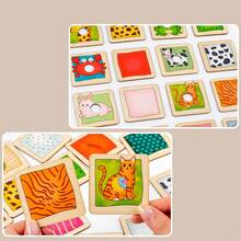 1 Set Shadow Animal Matching Puzzle With Storage Bag Box, Wooden Puzzle For Children Animal Cognition And Logical Thinking Training - Multicolor - View 5