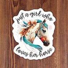 1PC 3Inch 1PC 3In" Just A Girl Who Loves Her Horse Boho Horse Sticker, Equestrian Lifestyle Design For Laptops, Notebooks, Water Bottles, Cups, Journals, Lockers, Perfect Gift For Horse Lovers, Riders, Students, Teachers, And Animal Enthusiasts - A - View 1