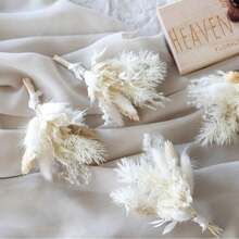 1/2/4/6/12pcs Artificial Mini Flower Bouquets, Suitable For Home Tabletop Centerpiece Decoration, Party Cake Decoration, Groom & Groomsmen Artificial Boutonniere, Bohemian Style Men's Vintage Wedding Party Ball Decoration, Gift For Bridal Shower - White - View 5