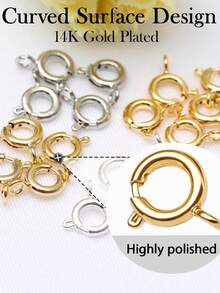 Small Spring Round Jewelry Clasps For Necklaces, Bracelets & DIY Crafts, Silver & Gold Plated - Multicolor - View 3