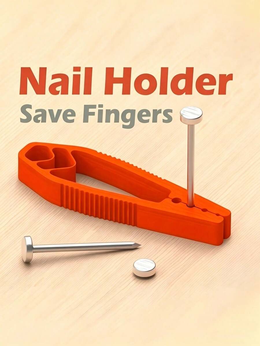 1 Set Premium Nail Fixing Tool, Sturdy Plastic Construction, Ergonomic Grip Design With Anti-Slip Ribs, Multi-Size Nail Slots For Hammering, Finger Guard Nail Guide, Suitable For DIY Enthusiasts, Woodworkers And Home Renovation - A - View 1