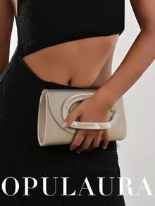 OpulAura 1件裝女款優雅黑色天鵝絨手提包，奢華天鵝絨晚宴包，適合正式禮服、婚禮、生日派對與畢業舞會 - 杏色 - 查看 9