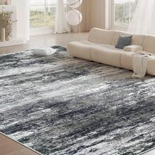 8 X 10 Inch Washable Living Room Rug: Large Soft Abstract Neutral Non-Slip Low Pile Rug, Modern Rug For Bedroom, Kitchen, Nursery, Office, Indoor Dining Room - Black - View 8