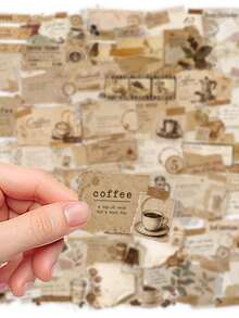 50 piezas, Pegatinas de diario de café para teléfono móvil, material PET, diseño creativo y estético, pegatina transparente, adecuada para fundas de teléfono móvil, tabletas, portátiles, maletas, coches, cuadernos, diarios escritos a mano, suministros de scrapbooking, útiles escolares - 50 piezas - Ver 11