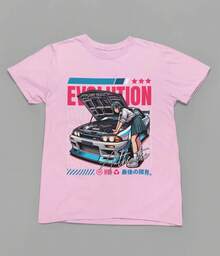 Camiseta de Anime JDM para Coche, Camiseta de Carreras de Drift Japonesas, Camiseta Gráfica de Chica Automotriz, Ropa Urbana de Coche Tuner, Regalo de Carreras para Entusiastas de Coches - Negro - Ver 6