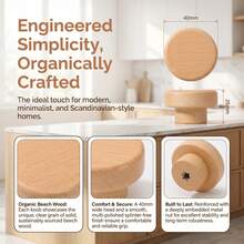 1pc/Set Round Solid Wood Cabinet Drawer Pull Handle, Single Hole Wardrobe Door Knob - single hole - View 2