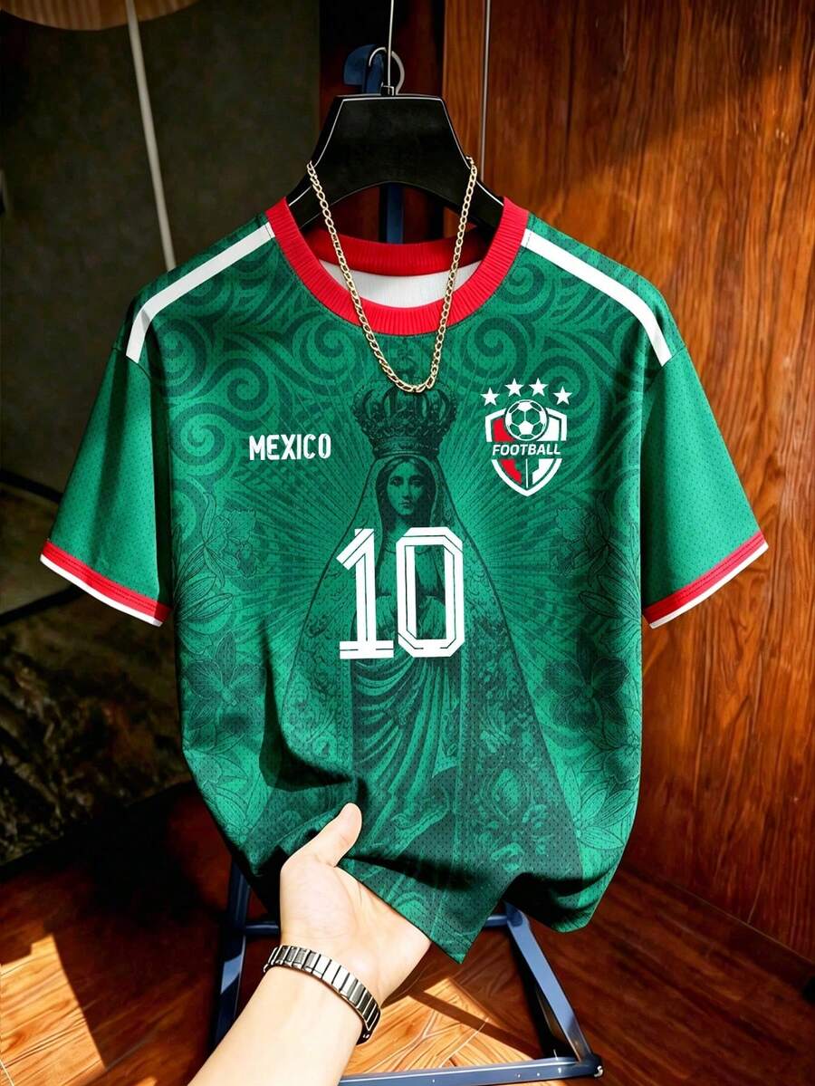 Men's Aesthetic Soccer Jersey, Mexico No. 10 Design, Inspired By The World Cup, Ideal For Matches, Street Wear, Parties And Everyday Use, For Men, Teens And Fans - 綠色 - 查看 1