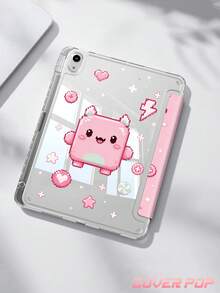 Pink Pixel Monster Tablet Protective Case Compatible With IPad 9.7/10.2/10.5/10.9/12.9/Pro 11, 10th Gen, 11(A16)2025(11 Inch), Suitable For Samsung Galaxy Tab S6 Lite 10.4 Inch, Suitable For Kindle Paperwhite 12th Gen 2024, Kindle (11th Gen-2024 Release), Shockproof, Stand/Auto Wake/Sleep, Y-Fold Tablet Cover, Multiple Viewing Angles, Party Birthday Gift, Highly Attractive Aesthetic Gift - Multicolor - View 3