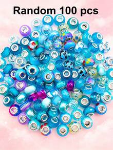 10/100/500 peças Contas Europeias de Aço Multicoloridas de 14 mm, Contas de Furo Grande para Pendentes e Pulseiras em Lote para Fabrico de Joias, Contas Espaçadoras Decorativas de Vidro Murano para Artesanato e Estacas de Jardim (Cores Mistas) - Multicolorido - Ver 25