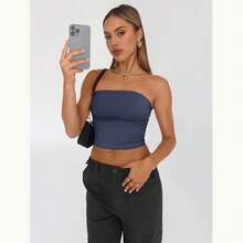 European And American Style Strapless Top For Women, Sheer And Sexy, Summer Sleeveless Top, Women's Fitted Clothing. - 114紅色 - 查看 9