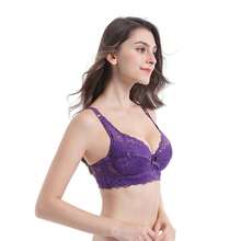 Sujetador talla grande algodón fino encaje aros push-up regulable soporte lateral mujer - Negro - Ver 4