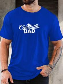 Camiseta de Verano para Hombre con Estampado de Chinchilla DAD, Cuello Redondo, Casual y Suave - Azul - Ver 1