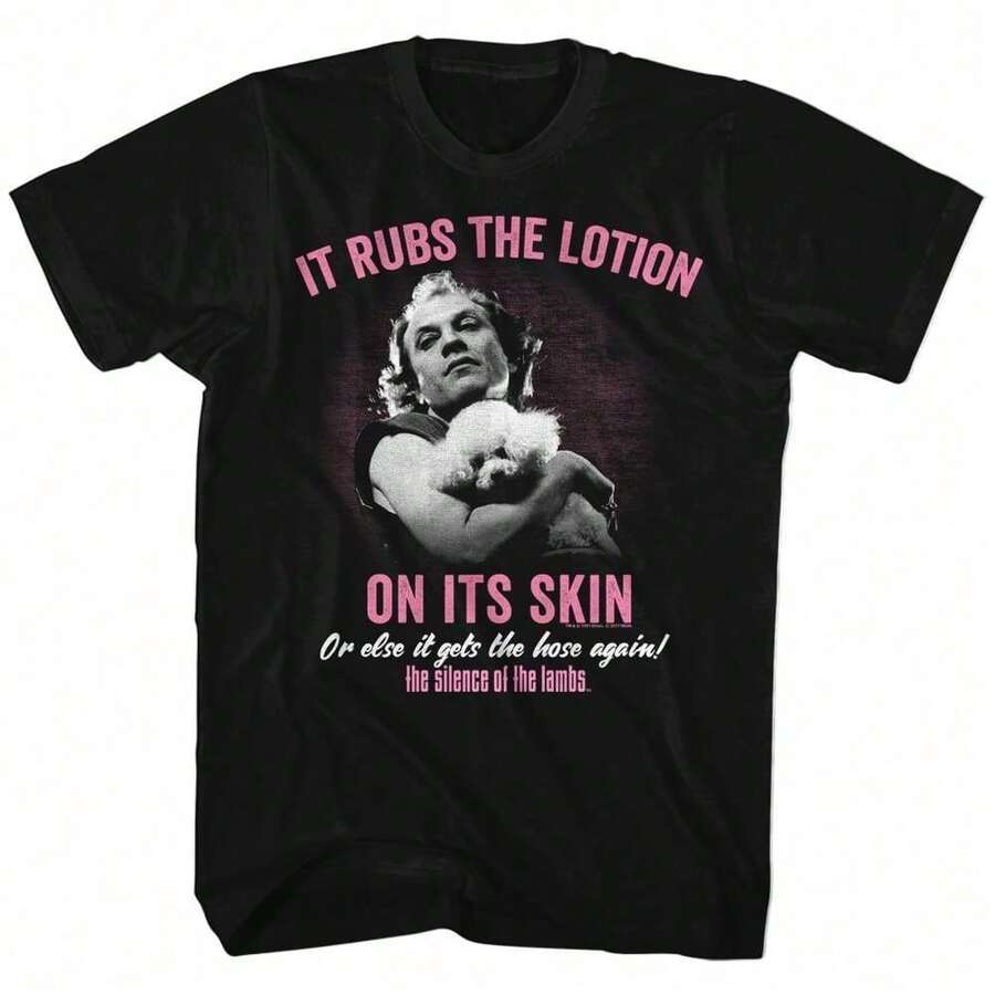 Silence Of The Lambs Lotion Black Adult T-Shirt, Men's Clothing, Men's T-Shirts, Men's Shirt, Men's Summer Sets, Men's Summer Clothes, Sets - 黑色 - 查看 1