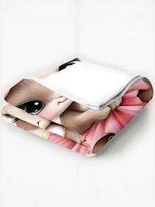 Personalized Floral Rabbit Blanket, Customizable Name, Light Pink Bow Design, Soft All-Season Travel Blanket, Suitable For Sofa, Ideal Birthday Gift For Children - Multicolor - View 5