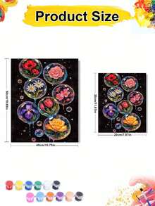 Colorful Bubble Flower DIY Number Painting Hand-Painted Canvas Craft Set, Modern Home Wall Decor, Holiday Gift, Abstract Floral Art Painting, Suitable For Beginners, Creative Living Room Bedroom Office Decoration - Sets - View 5
