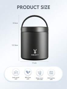 Powcan 25oz(700ml)不鏽鋼真空保溫食物罐，適用於熱食與冷食，寬口防漏湯罐，適合成人使用，保溫10小時，保冷16小時，防漏食物罐，適用於學校、辦公室、旅行、廚房，聖誕禮物 - 黑色 - 查看 4