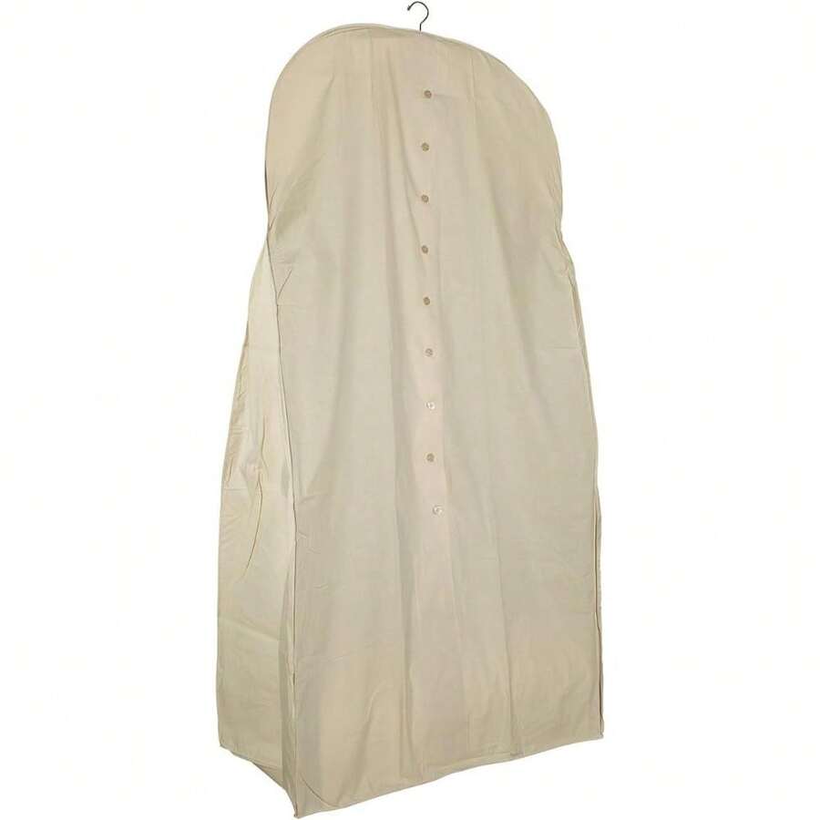 Foster-Stephens Extra-Wide Muslin Acid-Free Cotton Wedding Gown Garment Bag | 70" Long Wedding Dress Storage And Preservation | Closet Storage For Dresses & Gowns - Natural - View 1