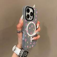 Phone Case: Multiple Colors Available! Sweet Bowknot Floral Print, Light Luxury Candy-colored Skin-feel Jelly Magnetic Wireless Charging Phone Case. Stylish, Lightweight, High-quality, Non-slip, Fashionable Protection. Simple Design - Negro - Ver 1