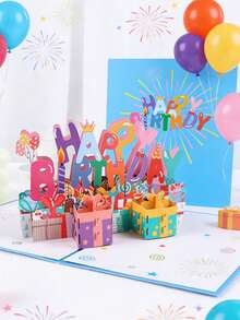 1pc 3D Pop-Up Birthday Greeting Card, Party Gift For Kids, 3D Birthday Letter, 3D Gift Box, 3D Butterfly, Flower Blessing Card With Envelope, Birthday Card, Suitable For Birthday Gift - Greeting Cards - View 2