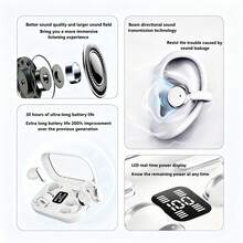 2-In-1 Clip-On & In-Ear Wireless Earbuds For Couples, 2 Pairs TWS Headphones, 30-Hour Battery Life, Hi-Fi Stereo, Digital Display, Sports Earphones Compatible With All Phones, Couple Gift - View 9