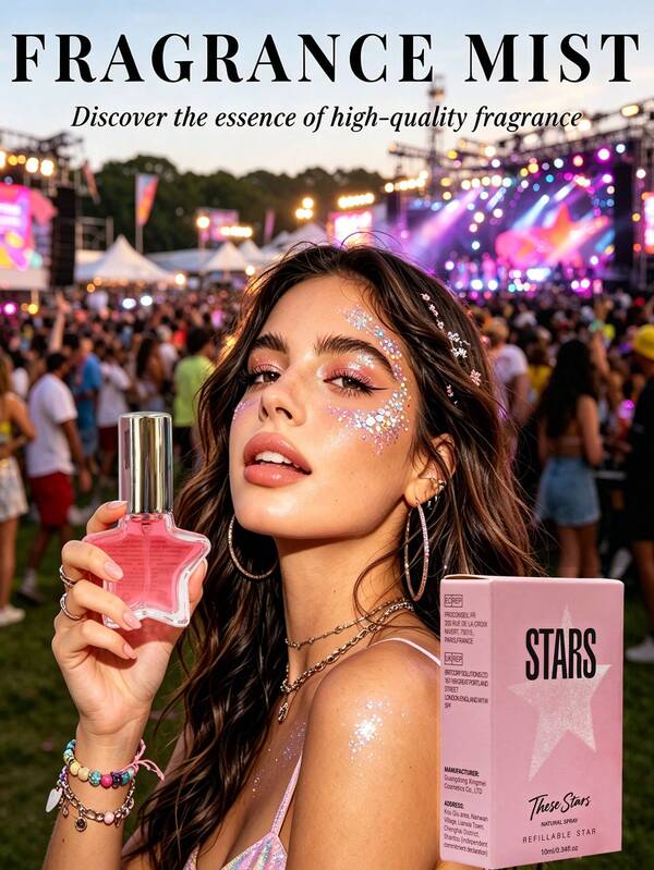 1pc 10ML Star-Shaped Elegant Fragrance Essential Oil Spray, Long-Lasting Freshness, Enhances Confidence And Charm. Star-Shaped Bottle Symbolizes Your Sentiment. Birthday Gift, Couple Gift Or Friend Gift.