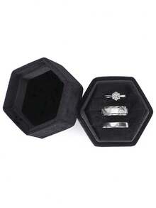 1pc Velvet Ring Box, Hexagonal 3-Slot Ring Box, Suitable For Wedding Ceremony, Can Hold Multiple Rings, White Engagement Wedding Commemorative Box, Wedding Ring Storage Box, Engagement Ring Organizer Box - Multicolor - View 20