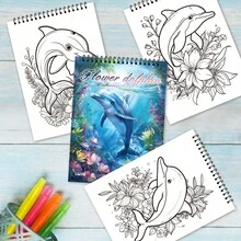 Tlenpo 3pcs/1set, Adult Coloring Book With Flower, Animal, Street Scene Patterns - 1 Book With 30 Pages, 11.2 X 8.3 Inches, For Stress Relief, Anxiety And Other Emotions, Holiday Gift, Back To School Gift, Christmas Gift, Halloween Gift, Perfect Choice For Many Holiday Gifts (Accessories Not Included) - B - View 3