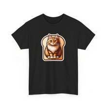 Weird Adult T Shirt Cat Bread Loaf Graphic Tee Obscure Funny Pet Gift Hippie - 黑色 - 查看 1