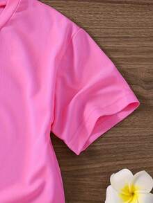 Pure Cotton T-Shirt For Girls With "MIMI'S GIRL" Print - Hot Pink - View 4
