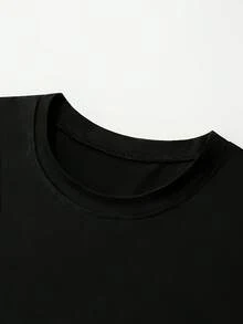 Men's Short-Sleeved T-Shirt, Lightweight And Elegant, With A Round Neck Design, Simple And Exquisite "ROMA ITALY" Print, Modern And Simple Design. - 黑色 - 查看 6