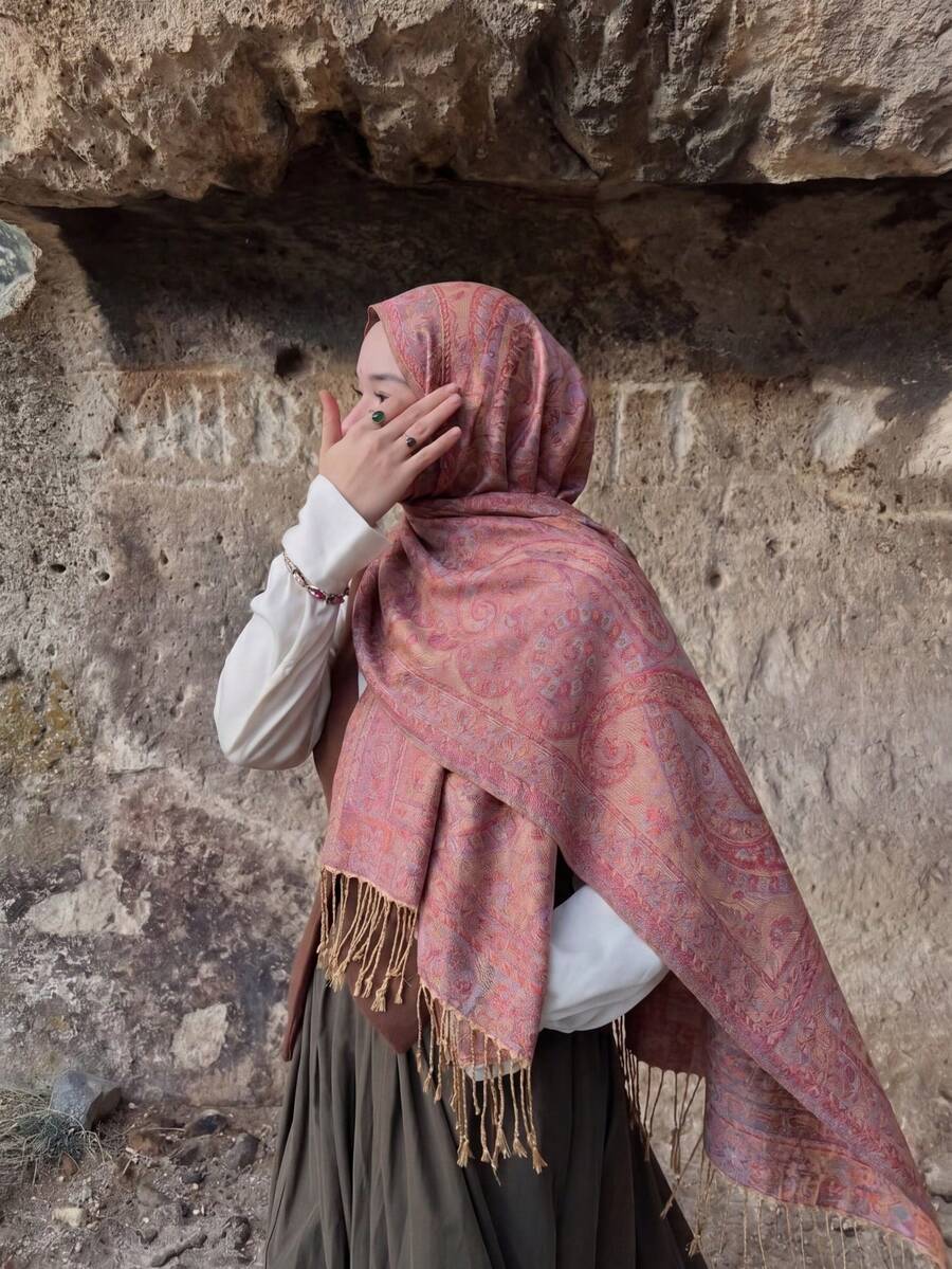 1 pieza Pañuelo/Pañuelo de cabeza clásico minimalista vintage de moda casual multifuncional de jacquard para mujer, adecuado para ropa abaya, pañuelo de cabeza musulmán de Oriente Medio y África, adecuado para viajes, vacaciones y uso en fiestas