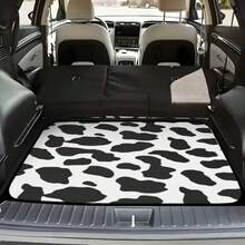 1pc/4pcs Universal Car Floor Mats And Trunk Mats, Black & White Cow Print Car Floor Mats And Trunk Mats, Car Rear Storage Decor, Fashionable Car Interior Accessories - Black and White Cow Print - View 4