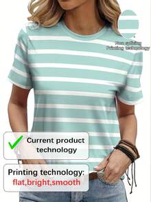 Camiseta de manga corta con estampado 2D, casual, elegante, para vacaciones, con diseño abstracto de pintura en blanco y verde, estampado completo, transpirable, de cuello redondo, camiseta - Verde - Ver 6