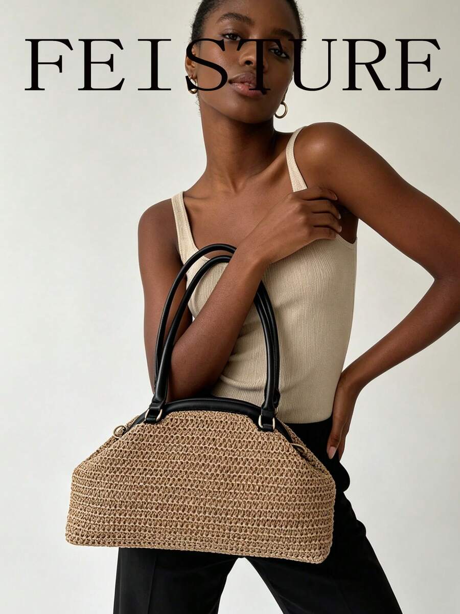 2026 Spring/Summer New Women's Woven Hard-Shell Handbag