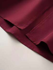 Autumn/Winter Workwear High Waist Slimming Versatile Mid-Length Solid Color Elegant Design Umbrella Skirt Women's Burgundy Flared Skirt With Pockets And Ruffle Details - Burgundy - View 5