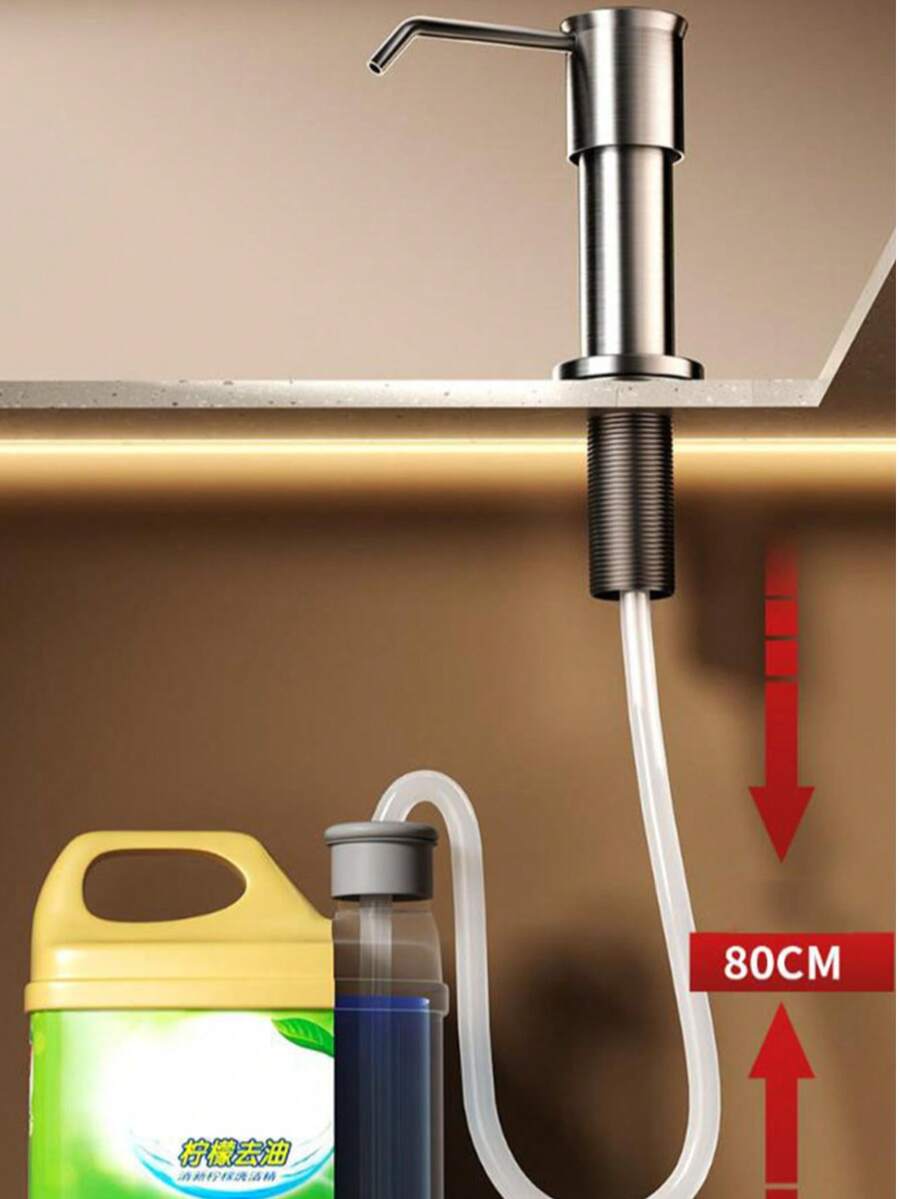 Raised Stainless Steel Kitchen Soap Dispenser Sink Pump Dispenser For Dish Soap And Detergent, Kitchen Sink Soap Dispenser Extension Tube With Press Pump Head