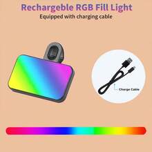 Luz de Videoconferencia RGB con Clip para Teléfono, Modo RGB + Modo de Luz Blanca, Luz de Relleno LED Regulable con Clip, Adecuada para Portátil, Llamada de Zoom, Transmisión en Vivo, Tableta, Maquillaje, Luz de Cámara Recargable - RGB - Ver 2